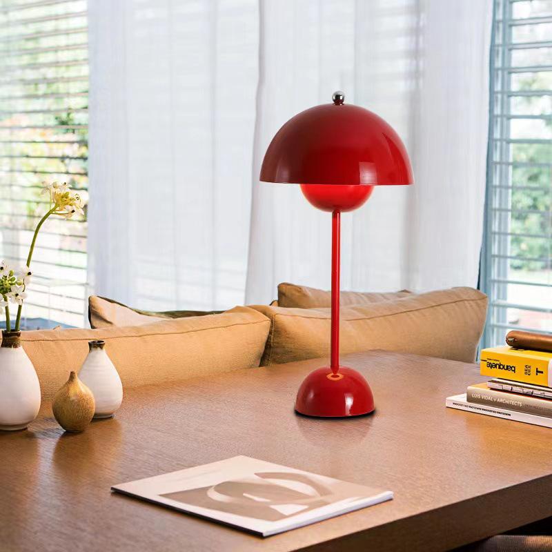 Danish Mushroom Table Lamp - USB Bedroom Night Light with Metal Iron Art Design