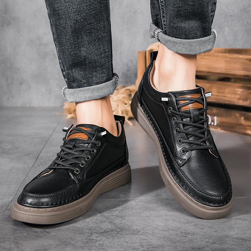 Классические черно-бежевые дышащие туфли на платформе с перфорацией — фото 4