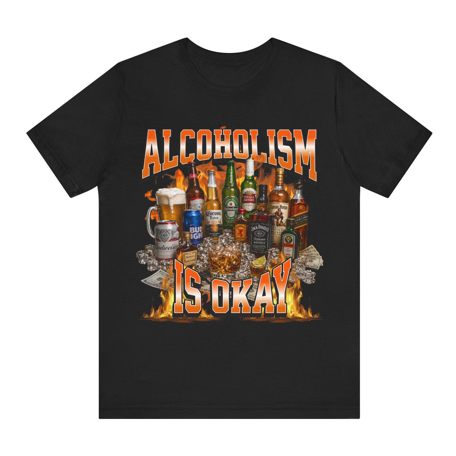 Alcoholism Is Okay Funny Drinking T-Shirt | Beer Lover Shirt | Funny Alcohol Tee | Pub Humour Gift | Party Shirt | Drinking Graphic Tee M