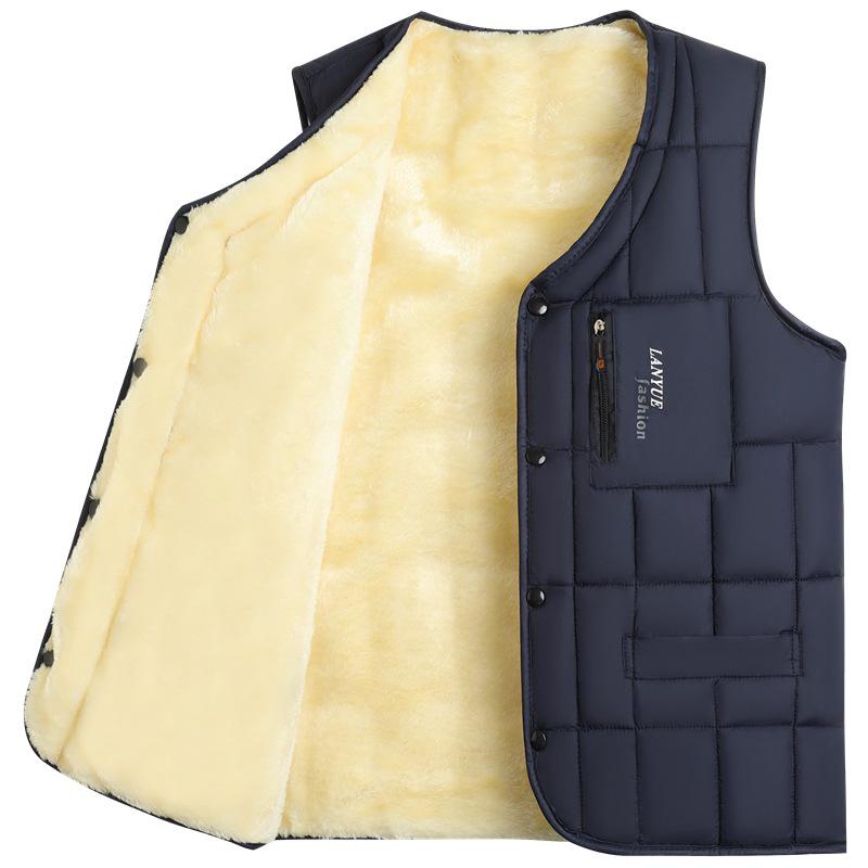 

Чоловічий пуховий жилет для середнього та старшого віку, з оксамитовою підкладкою, посилений для тепла, безрукавка для осені/зими. L (95-115 jin)