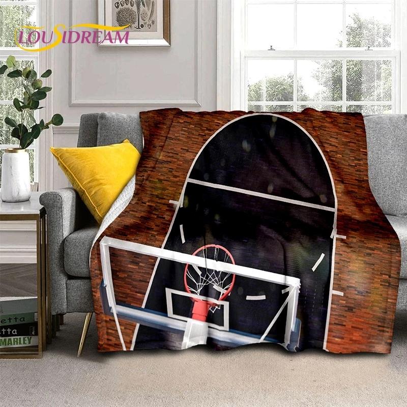 Lastest Basketball Court Frame Soft Blankets,Keep Warm Throw Blanket Comfortable Blanket for Picnic Beds Sofa Home Bedroom gift