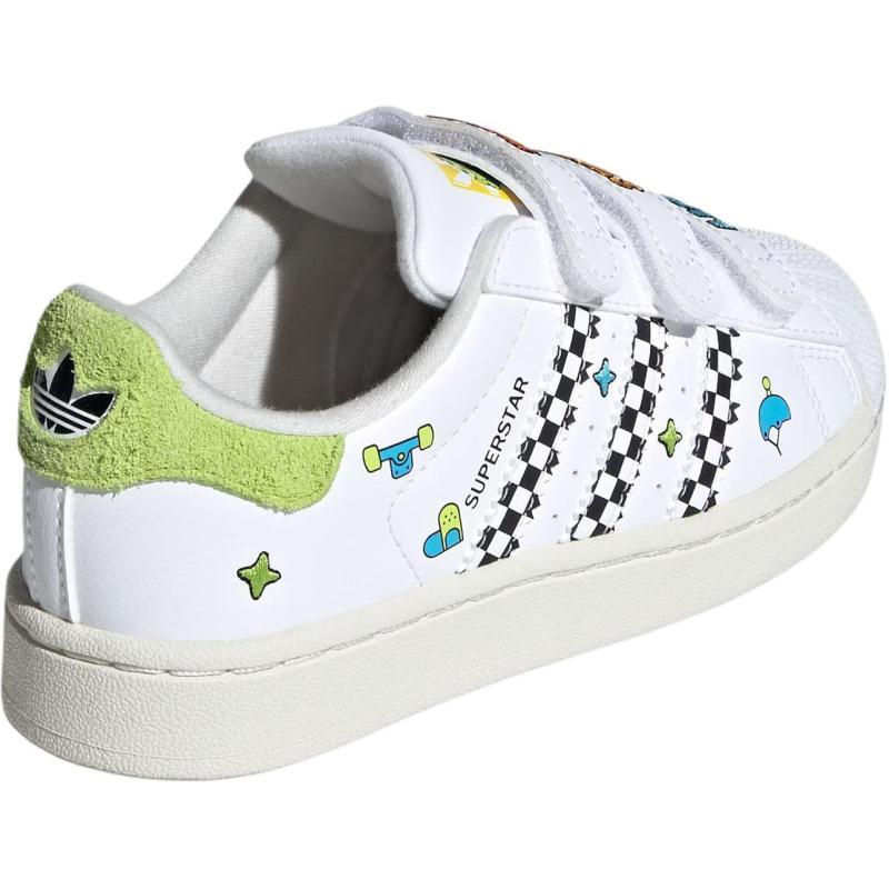 Adidas Originals Superstar 2 Low top Kids' Skateboarding Shoes White Green Sneakers JS2469