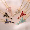Emerald Zircon Necklace: Colorful Butterfly Clavicle Chain for Women