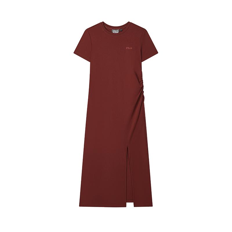 New FILA ORIGINALE Short Sleeved Dress Women's Terracotta Red Brown BN F51W529314F-BN