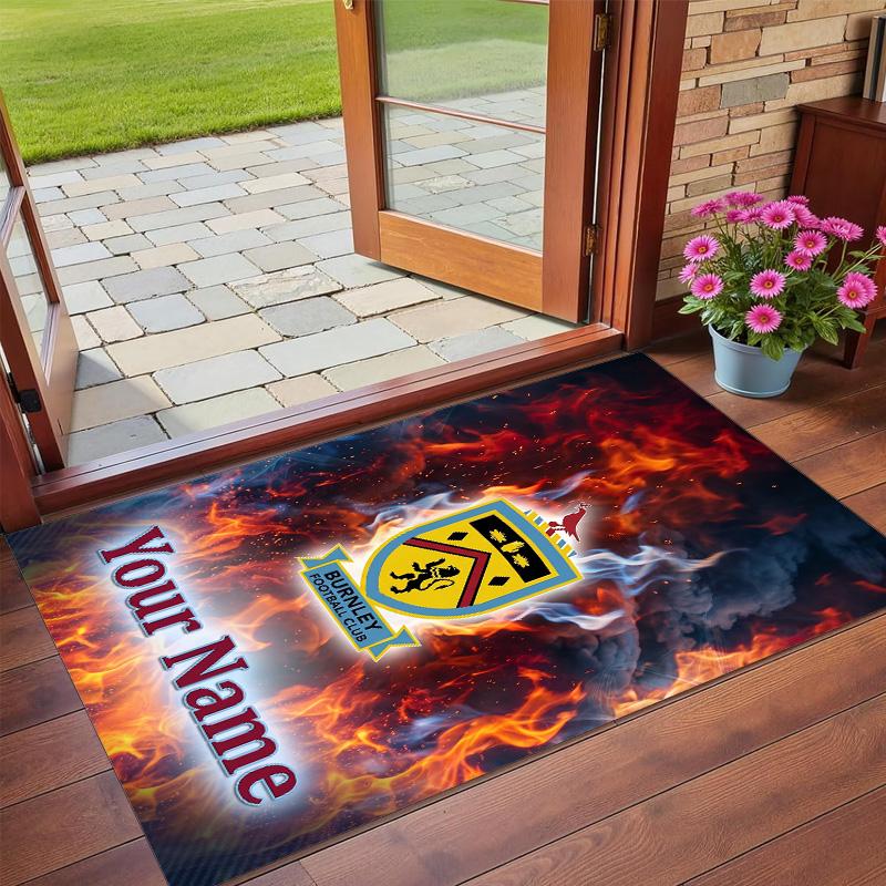 Crystal Velvet Rug Custom Name Text, Soft Non Slip Floor Mat Home DecorBurnley Football