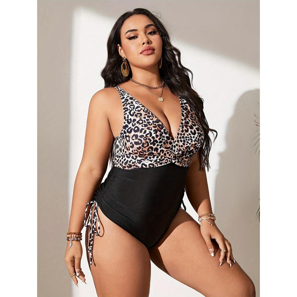 Large-size One-piece Swimsuit Women One-piece Lace-up Drawstring Briefs, Thin and Thin Printed Multi-color Swimsuit