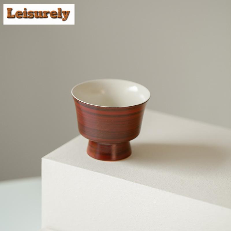 80ml Ceașcă de Ceai cu Picior Înalt Yin din Pulbere Făcută Manual, Ceașcă de Maestru din Ceramică Brută Japoneză, Chazhan Personal, Bol de Degustare pentru Ceai, Set de Ceai Kung Fu