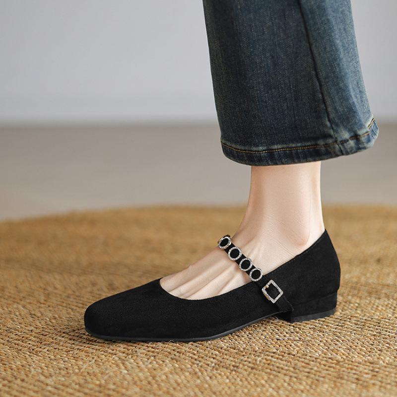 

New women s flat shoes solid color casual rubber soft sole single shoes women s low heel square heel large size shoes wear women s shoes in all season 39