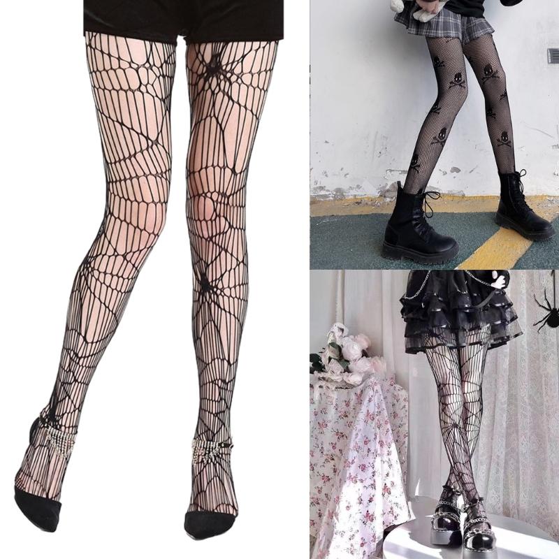 Womens High Waist Tights Fishnet Stockings Thigh High Pantyhose Halloween Cosplay Pantyhose Leggings