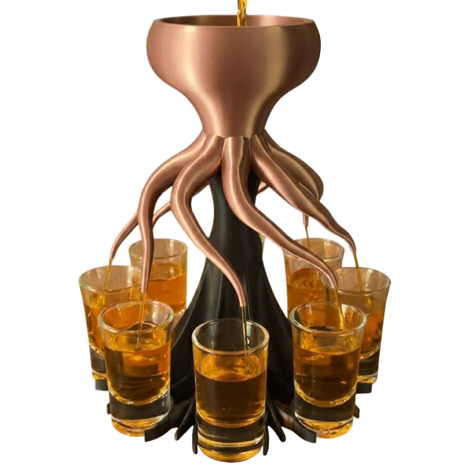 

Octopus-Shaped Beverage Dispenser with Multiple Cup Holders Plastic Stand for Party Drinks Serving and Organization One Size верблюд