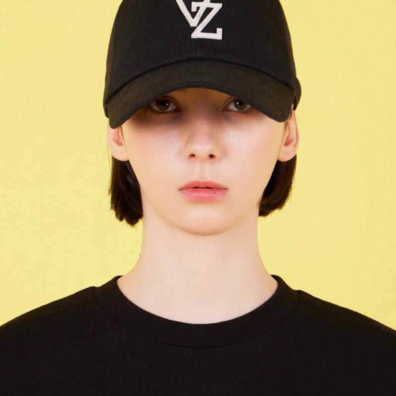 

VARZAR Monogram Applique Overfit Washed Ball Cap Black FREE