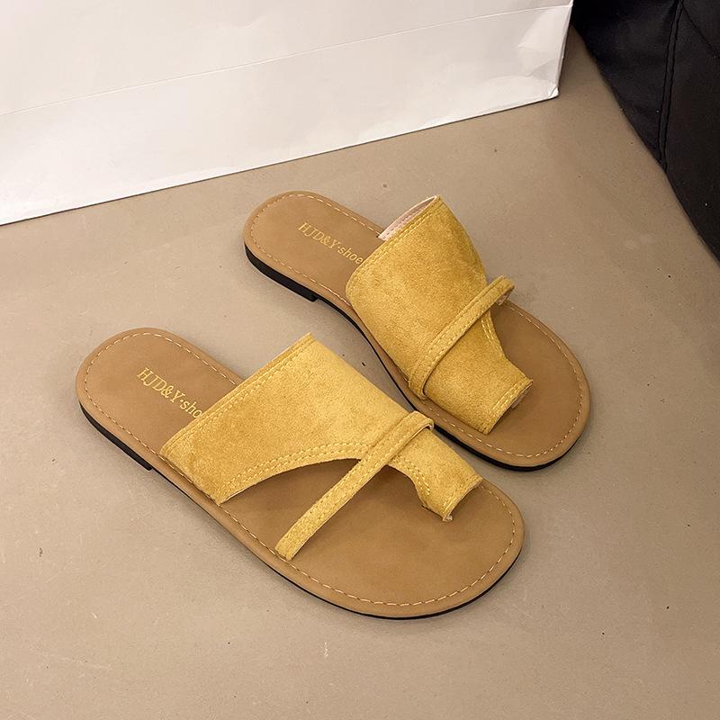 Outer cover toe flat-bottomed slippers women's summer 2025 new casual versatile open-toed flat-bottomed cool slippers beach shoes
