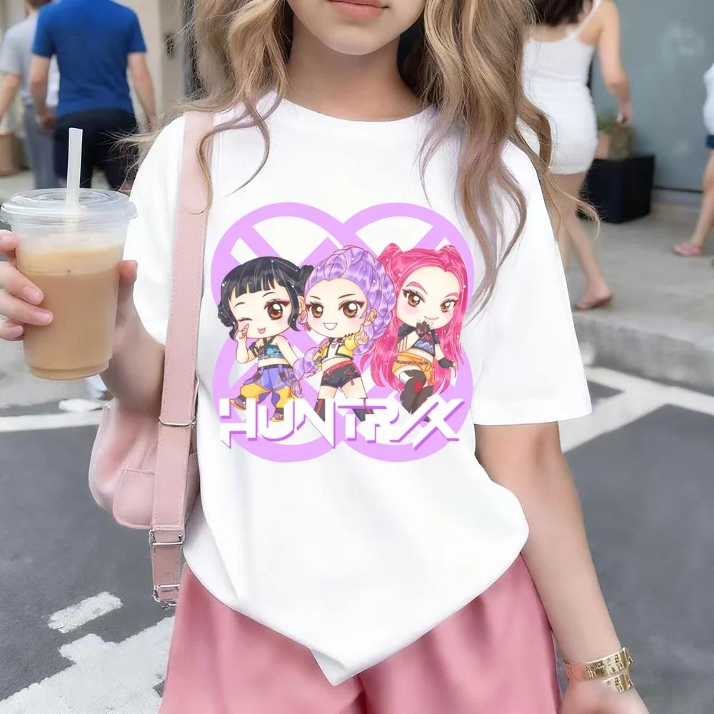 Children's Kpop Devil Hunter Cartoon T-shirt Harajuku Cool Children's T-shirt Summer Top