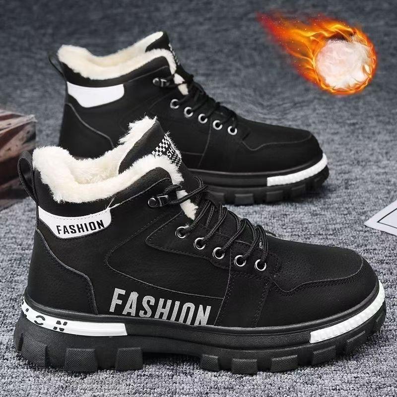 

Mens Soft Elastic Cold Warm Padded Snow Boots Thick-soled Non-slip Wear-resistant Outdoor Mountaineering Casual Sneakers Martin Cotton Boots 44