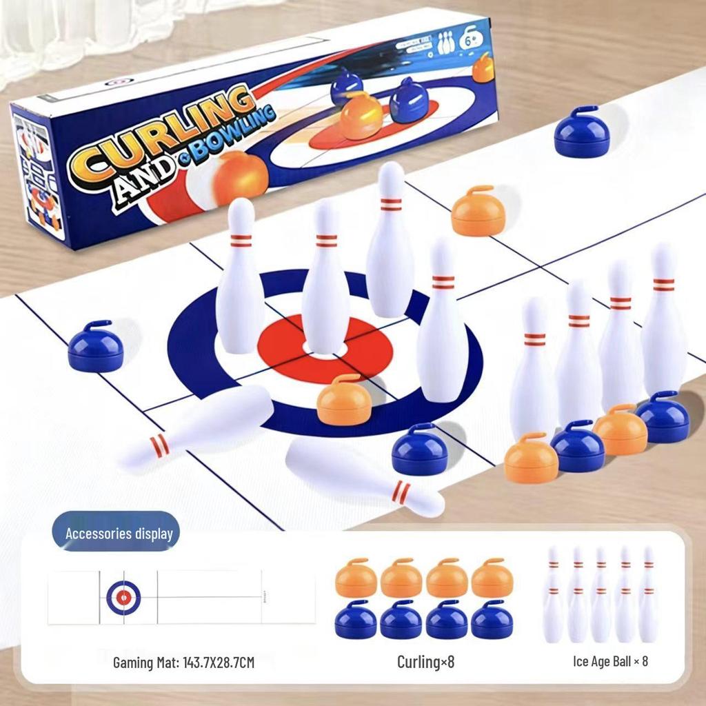 Interaktives Zwei-Spieler Tisch-Curling und Eishockey Spiel für Kinder und Eltern
