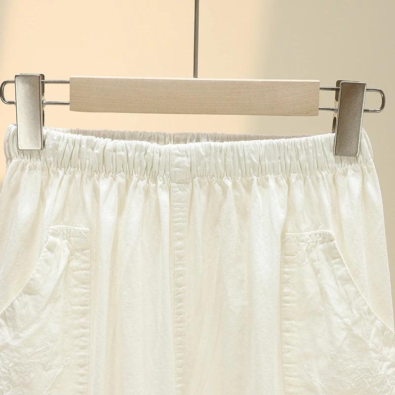 Summer Embroidery Women's Pants Stretch Casual Waist Office Outdoor Pant Breathable Cool Clothing