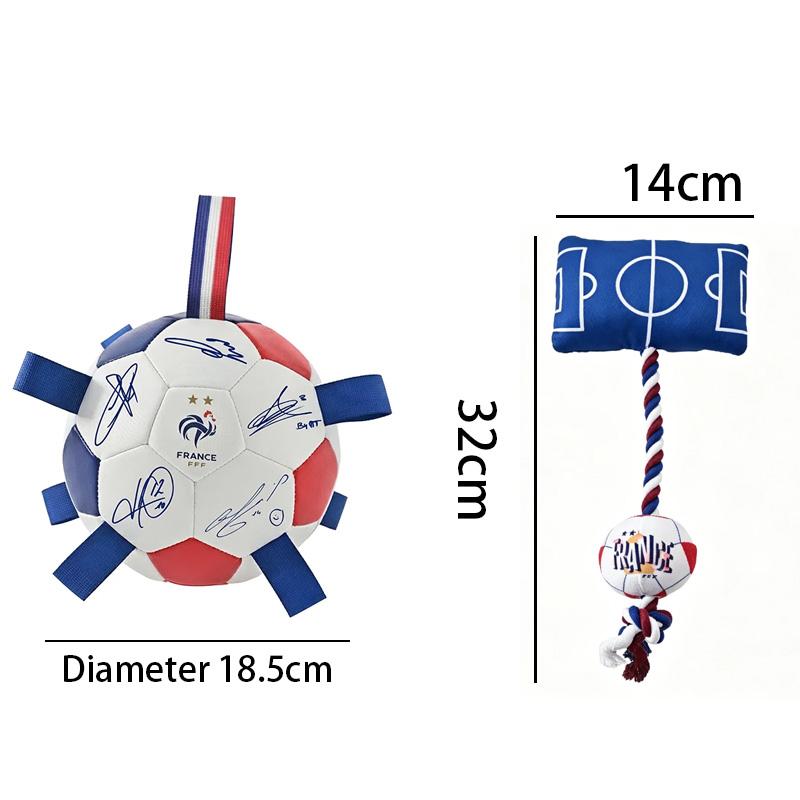 Durable TPU Dog Soccer with Nylon Tabs France FFF Dogs Football Toy Chew-resistant Puppy Interactive Toys Ball Pets Supplies