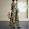 Travel Round Neck Vintage Long Skirt Flesh Covering Dresses