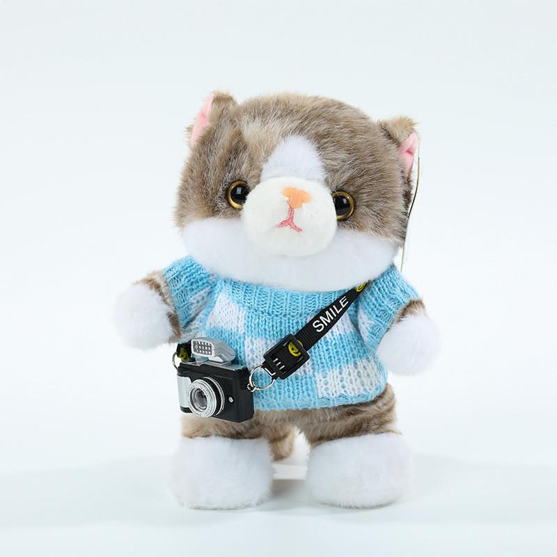 

Plush Cat Toy With Clothes For Kids Kids Gift For Children GrayCameraSweater