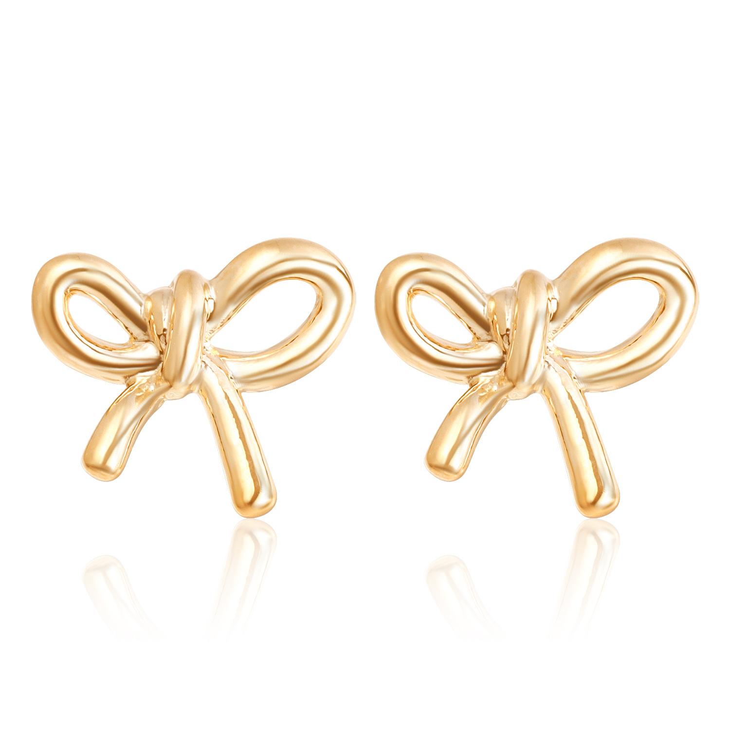 New hot-selling metal bow earrings ins fashionable hollow earrings