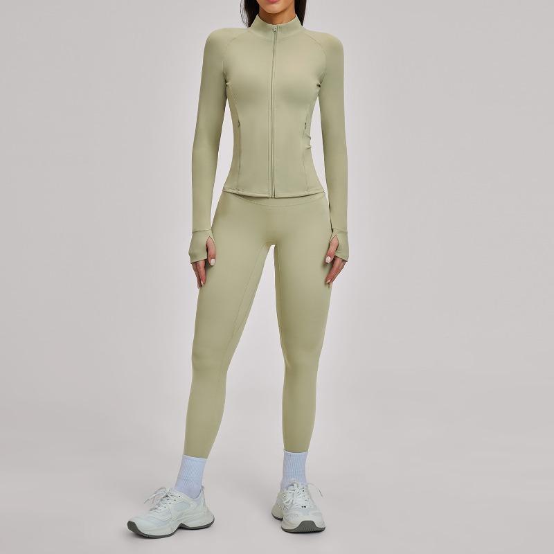 Zipper casual yoga suit women's grinding outdoor riding running sports fitness suit