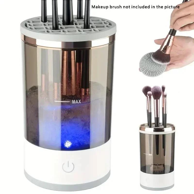USB Portable Electric Makeup Brush Cleaner with Rubber Attachment Quick Cleaning Machine for Makeup Brushes