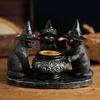 Yousheng Halloween Black Cats Candle Holder Gothic Resin Cat with Witch Hat Statue Tea Light Holder for Indoor Party Mantel Coffee Table Centerpiece