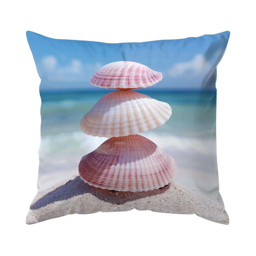 Pcs Beach Shells Singlesided Printed Pillowcase Cushion Coversuitable For Living Roombedroomcar Decoration