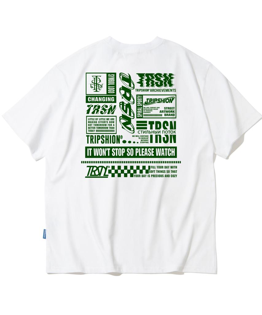 TRIPSHION Green Big Logo Compil Graphic T-Shirt - 8 Colors