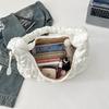 2025 Satin Pleated Dumpling Bag - Large Capacity, Diamond Embroidery, Elegant Shoulder Bag for Commuting & Outings