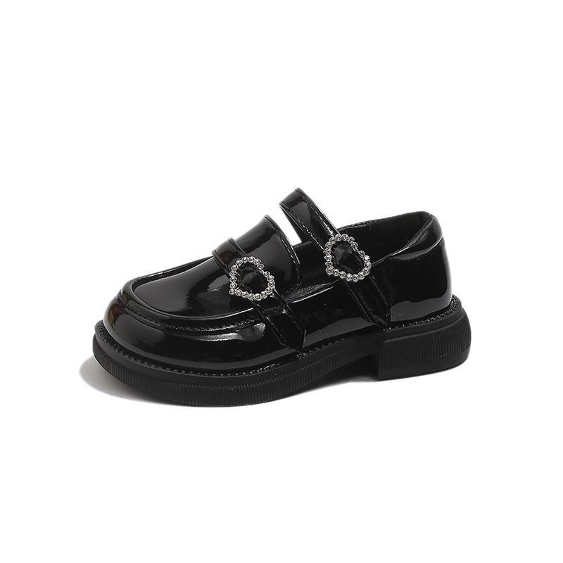 Little Girls' Black Leather Princess Shoes - French Style Soft Sole for Autumn 2025, Perfect for Campus & Performances.