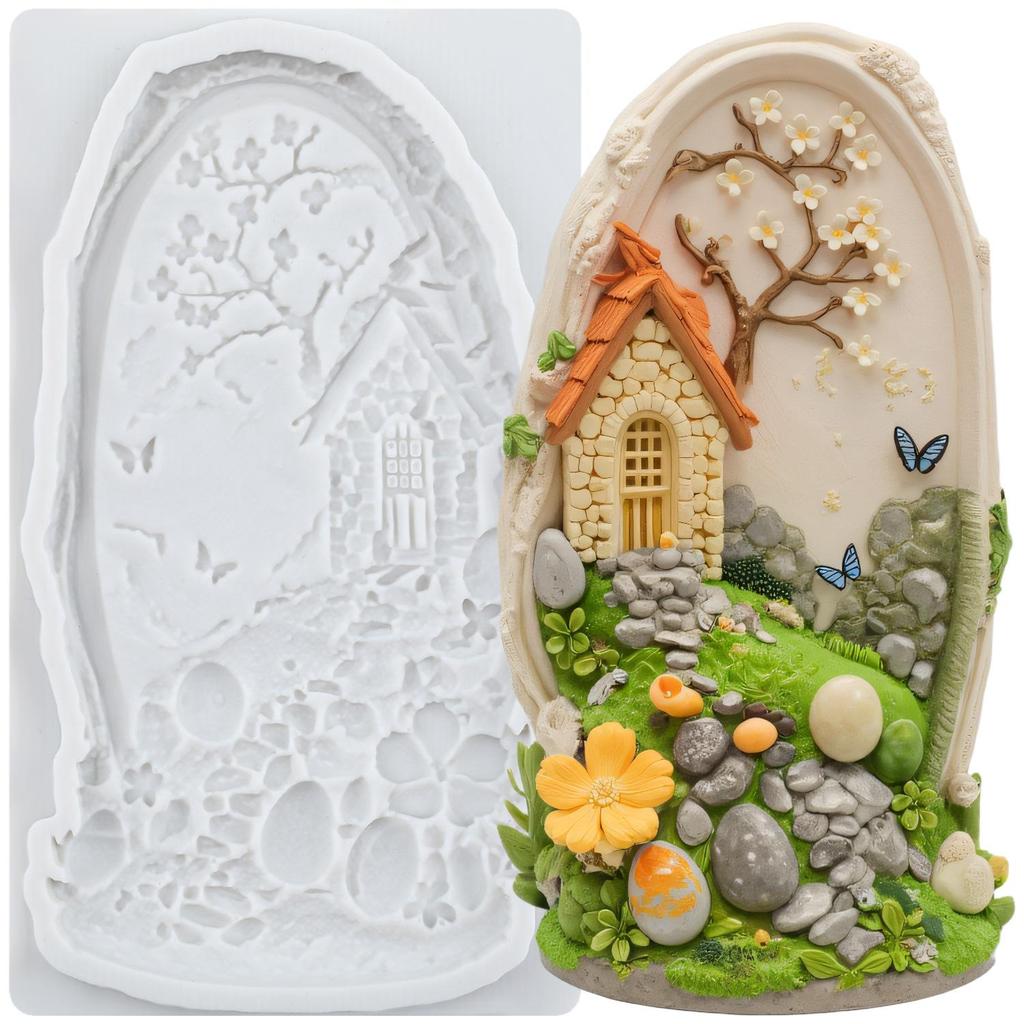 House Silicone Molds House Fondant Mold Cake Decorating Tools Cupcake Topper Chocolate Candy Craft Gum Paste Polymer Clay