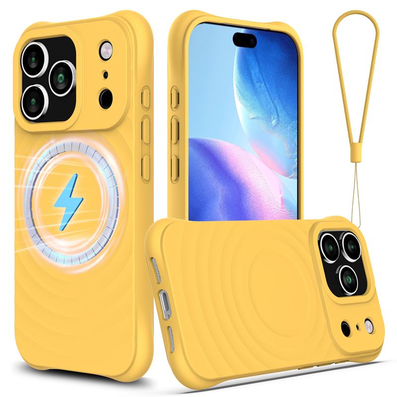 For iPhone 17 Pro Max,17 Air Case Magnetic Soft TPU Liquid Silicone Strap Cover With Microfiber Lining for iPhone17