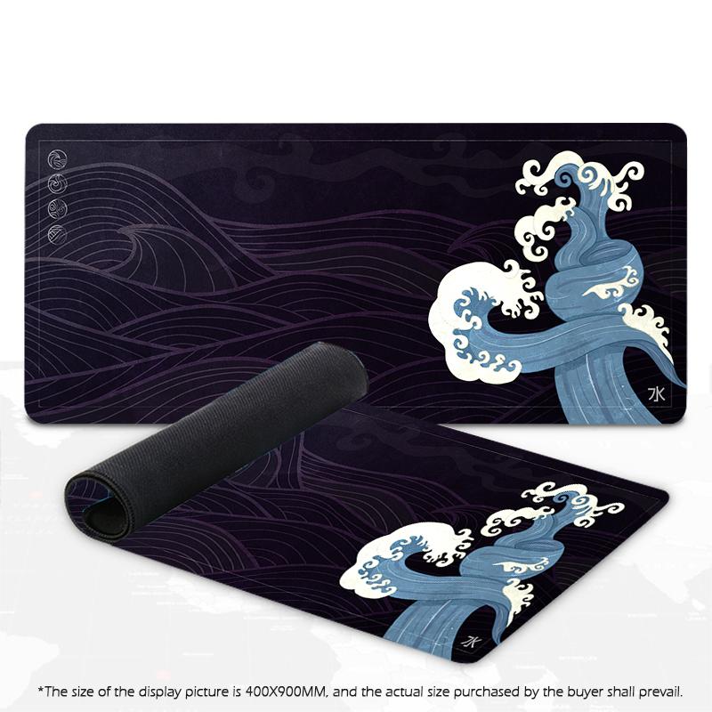 Japanese Mouse Pad Gamer Waves Playmat Gray Art Aesthetics XL Computer Home HD Mousepad XXL Office Soft Non-Slip PC Table Mat