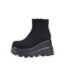 Fashion Comemore Suede Wedge Heel Ankle Boots Autumn Square Toe Chunky Platform Super High Heels Side Zip Boots Solid Black Short Botas