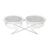 Cat Glass Food Water Bowl Elevated Small Dog Double Drinking Eating Bowls Pet Transparent Feeding Basin with Stand