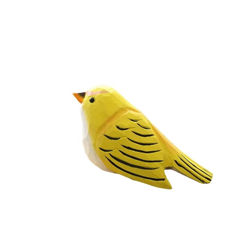 

Ручная резьба по дереву, фигурка птицы, маленькая милая статуэтка воробья, домашний декор, художественное украшение, миниатюрная модель птицы E