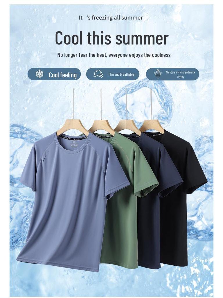 Herren Schnelltrocknendes Eis-Seide Sommer Lauf-T-Shirt