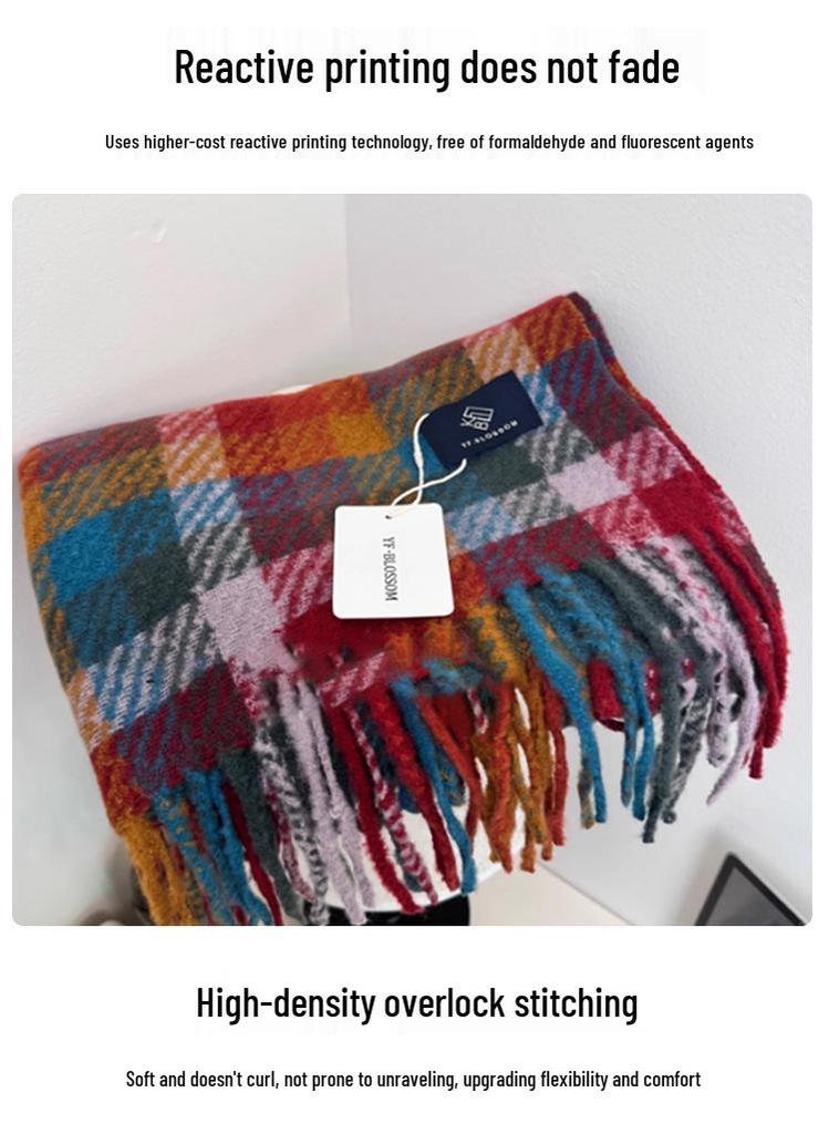 Korean Style Unisex Wool Blend Scarf: Anti-Pilling, Warm, Multi-Purpose Winter Shawl