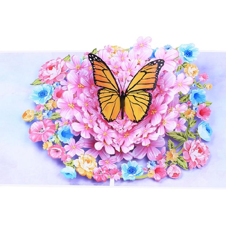 Flower Butterfly Charm Paper Card 3D Greeting Card Set with Envelope Small Card