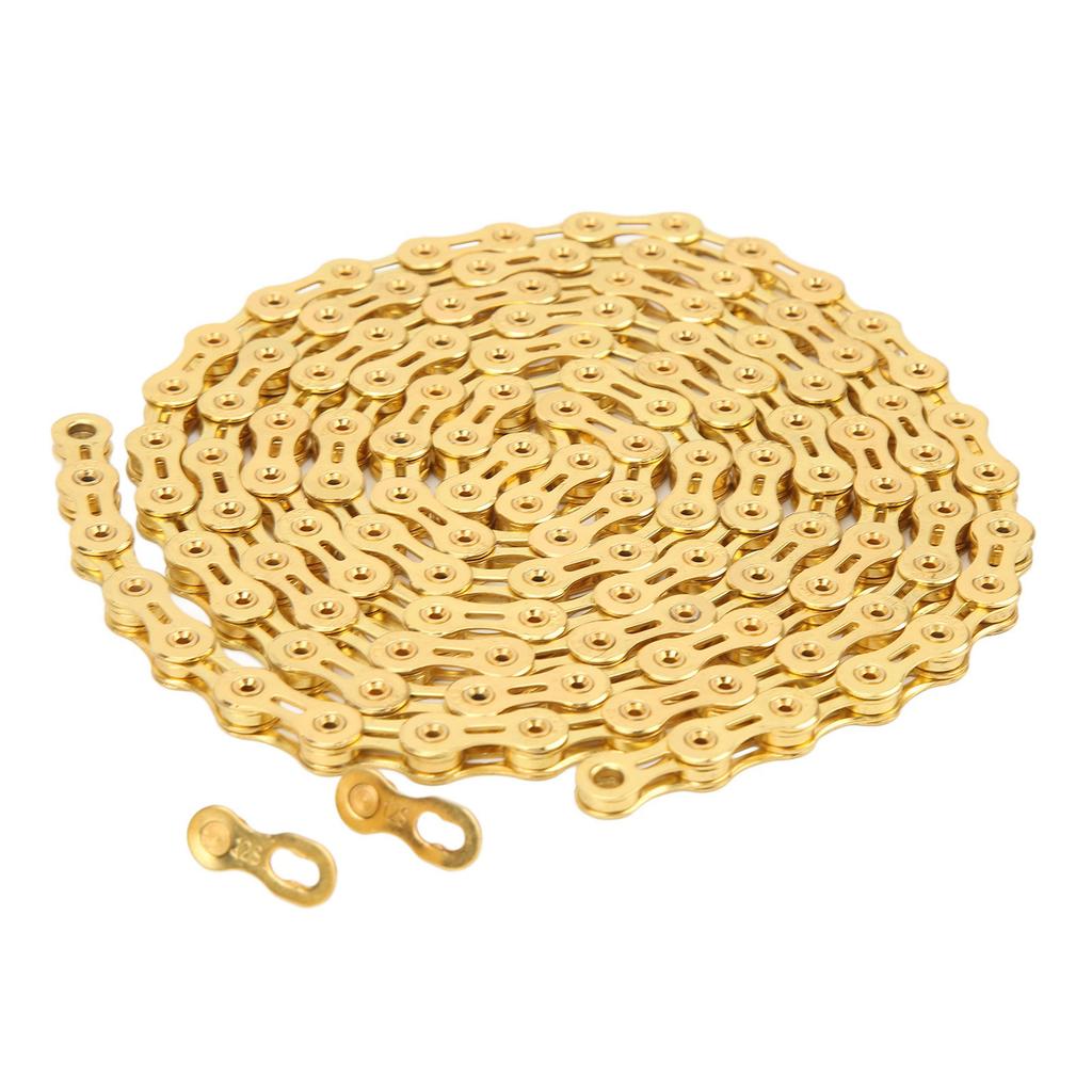 12 Speed Bicycle Chain Full Hollow Alloy Steel 12 Speed Chain for Mountain Road Bike Gold