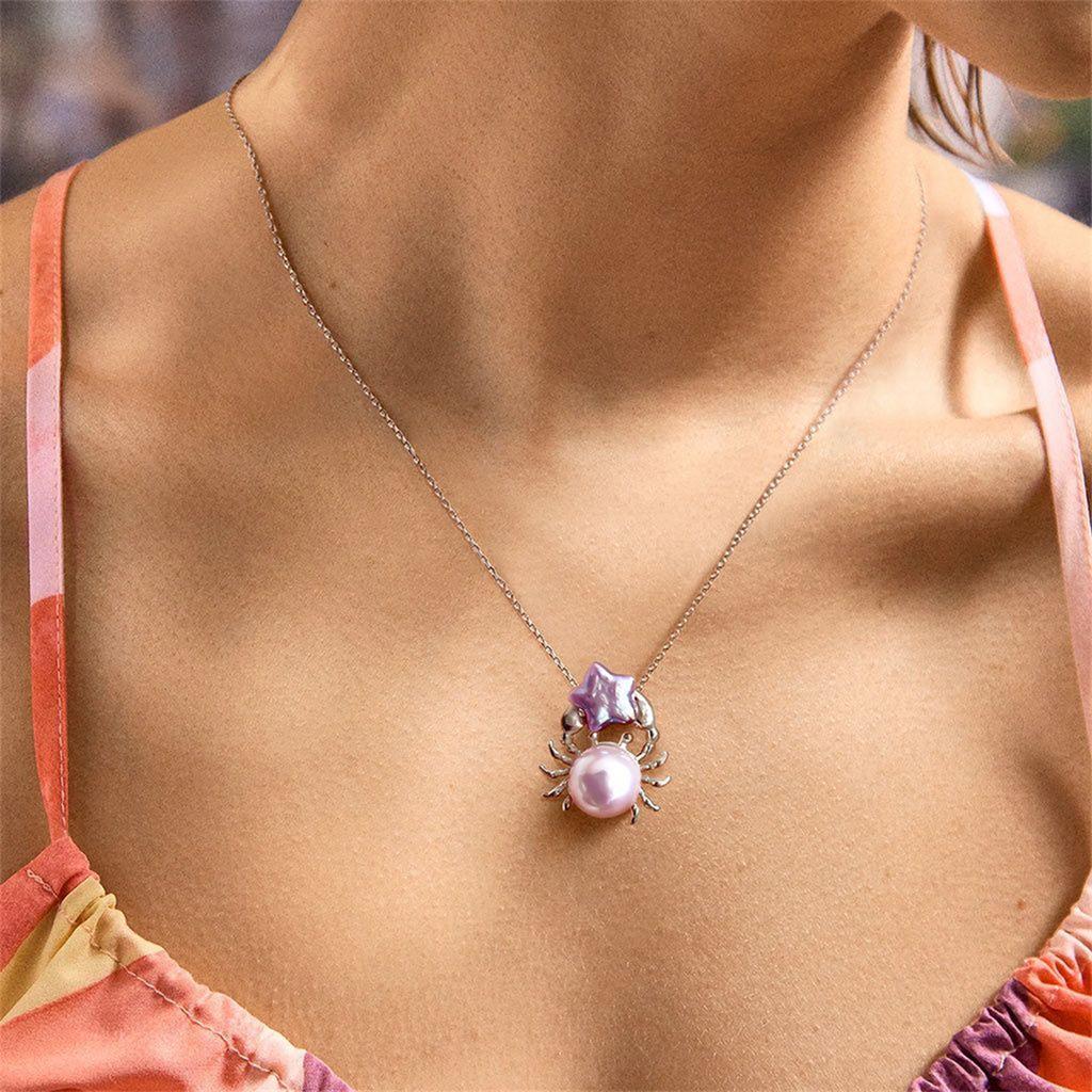 New ocean series pendant, cute crab pendant necklace, women's gold-plated color preservation
