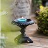5.12in Vintage Pillar Candle Stand Bronze Ornate Iron Candlestick  Fireplace Mantel Decor