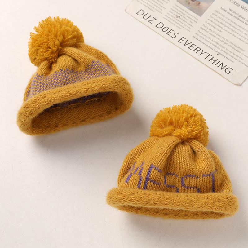 1Pcs Cute Doll House Doll Mini Woolen English Ball Hat Handmade Woven Knitted Woolen Head Covers Diy Decoration Toy For Children