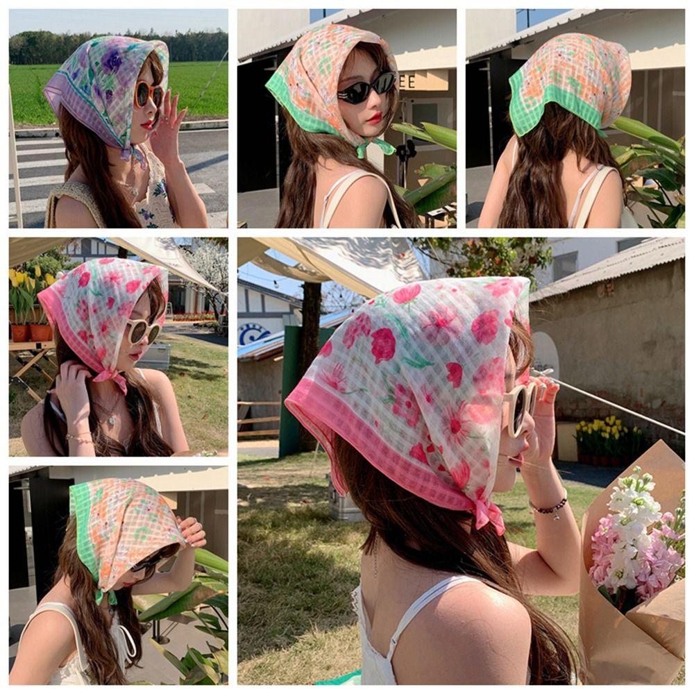 

Korean Style Muslim Turban Flower Pattern Baotou Hat Fashion Islamic Hat Women