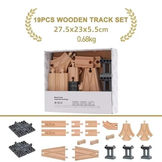 New Wooden Train Track Set Beech Wooden Railway Accessories fit for All Brand Wood Tracks Educational Toys for Children