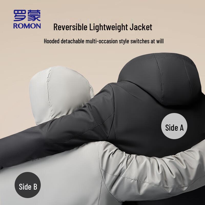 ROMON Men's Reversible Jacket with Detachable Hood (Model 25031)
