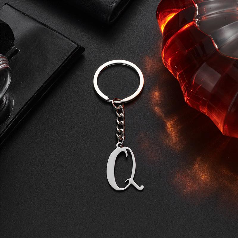 Fashion DIY A-Z Initials Metal Keychains Holder Pendent Key Chain Women Car Key Ring Simple Letter Name Keyrings Party Gift