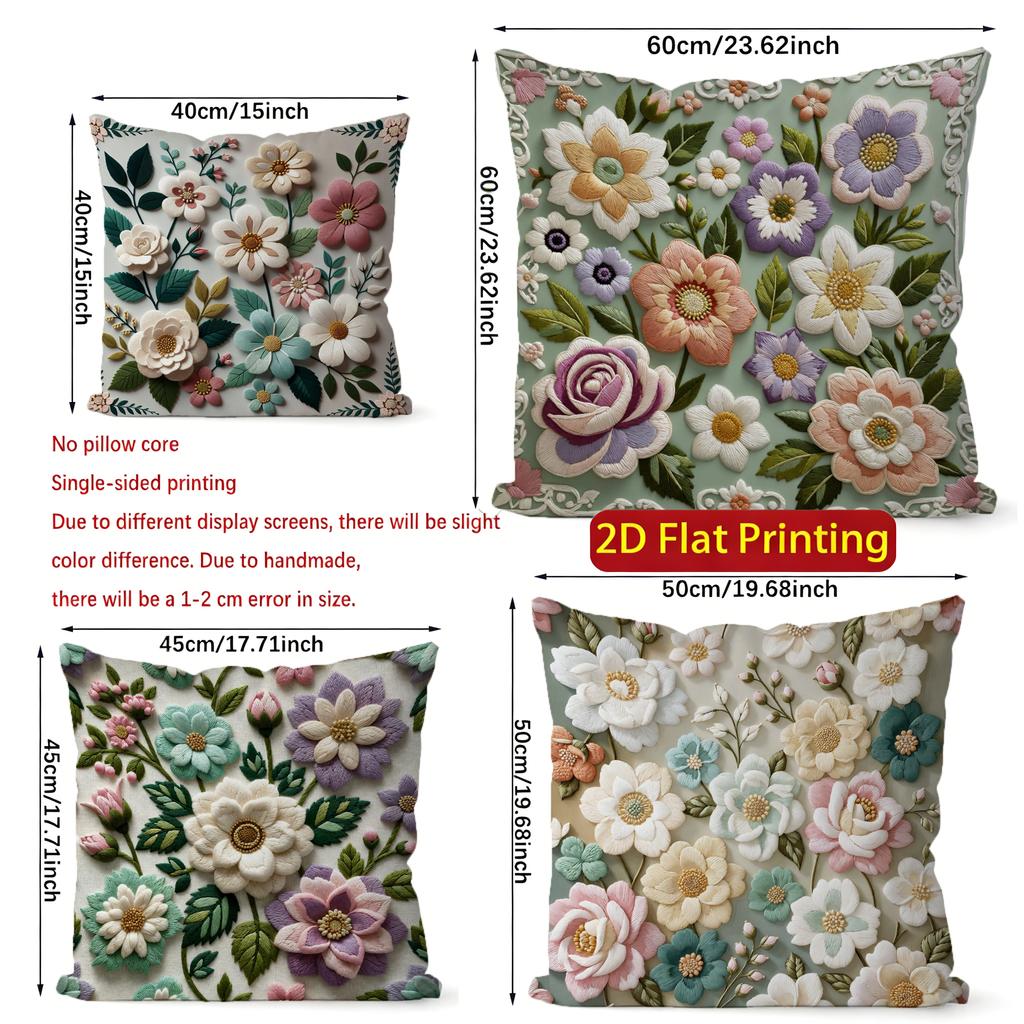 2D Vintage Floral Embossed Style 3D Print Throw Pillow Covers Pattern Cushion Cover Suitable For Sofa Bedroom Car Pillow Cover