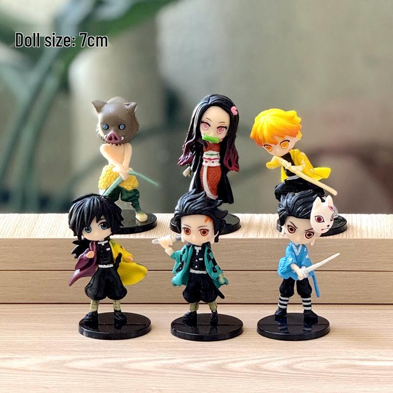 Demon Slayer Blind Box: 6 Anime Figures - Tanjiro, Nezuko, Zenitsu, Shinobu, Giyu, Rengoku